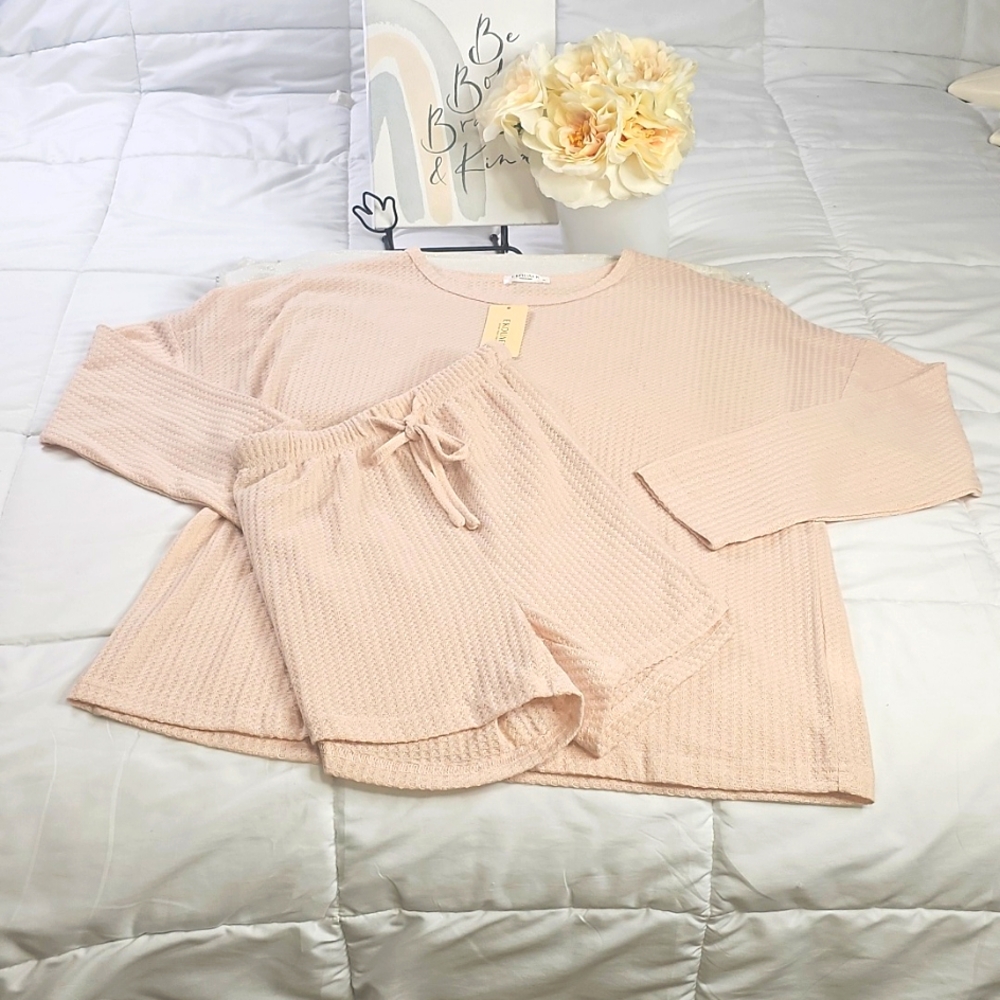 Pajamas Sets Peach Loungewear Elegant Wear Vacation ResortWear - Picture 12 of 13